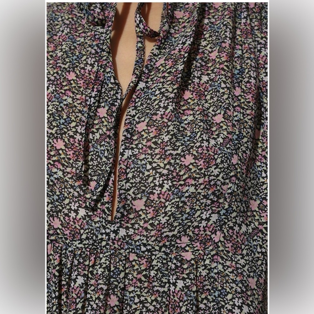 GANNI Women’s Ruffled Crepe Floral Print Midi Dress Size 44 / US 14 - Picture 2 of 10